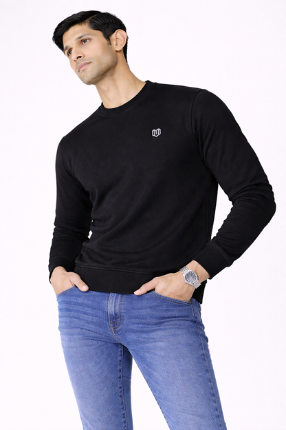 Black Cotton Men Sweat Shirts Full Sleeve