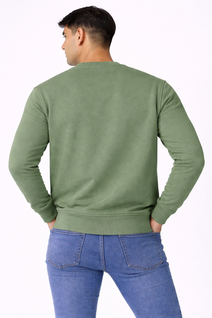 Olive Green Men Cotton Sweat Shirts Full Sleeve