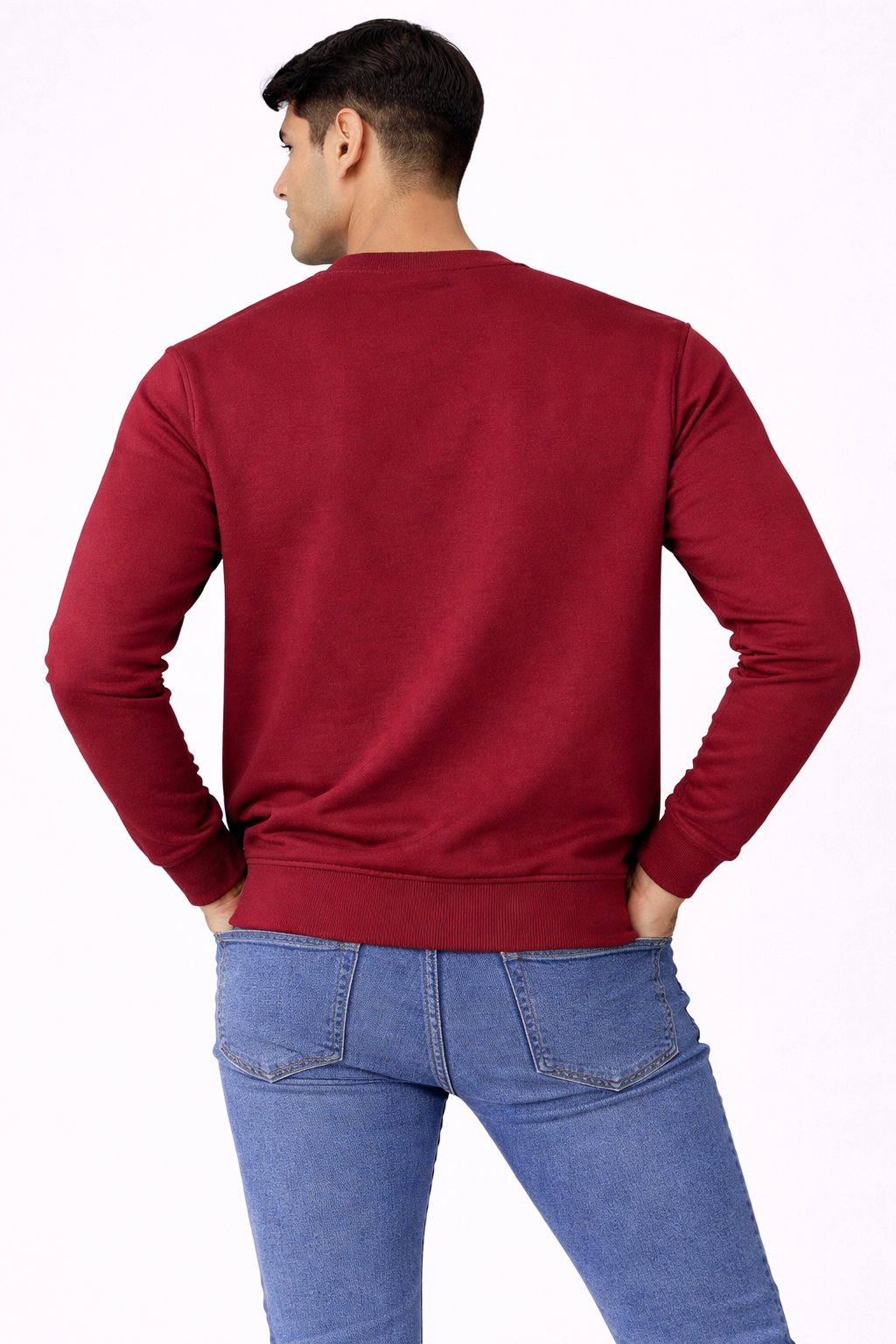 Maroon Cotton Men Sweat Shirts Full Sleeve