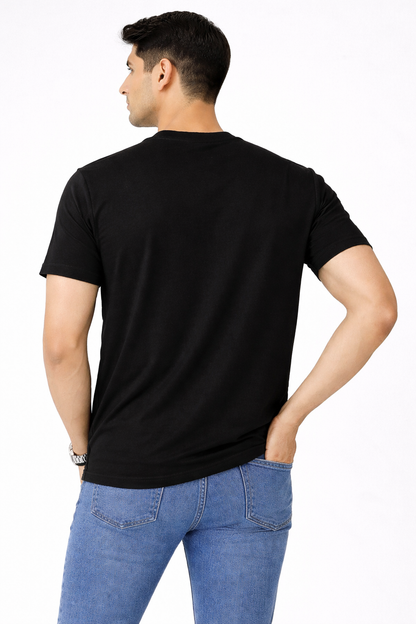 Black Cotton Half Sleeve Tshirts for Men