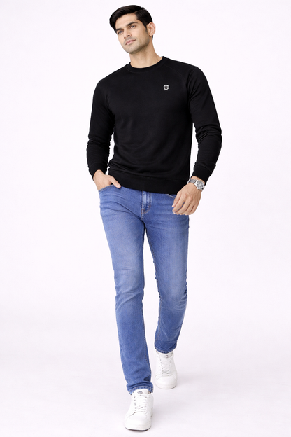 Black Cotton Men Sweat Shirts Full Sleeve