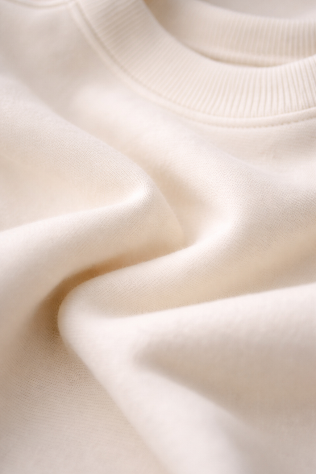 Cream Cotton Women Sweat Shirts Full Sleeve