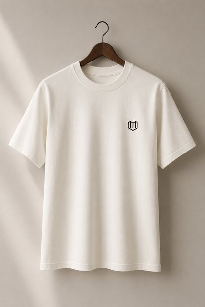 Cream Cotton Half Sleeve Tshirts for Men