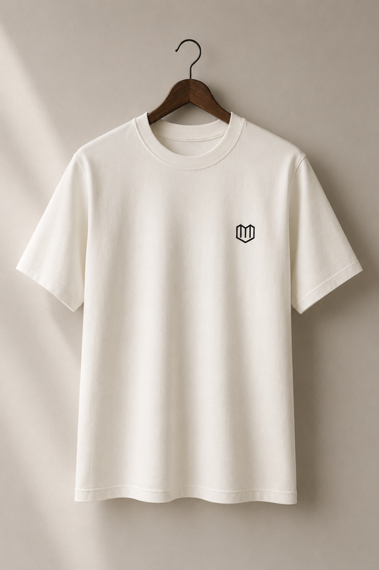 Cream Cotton Half Sleeve Tshirts for Men