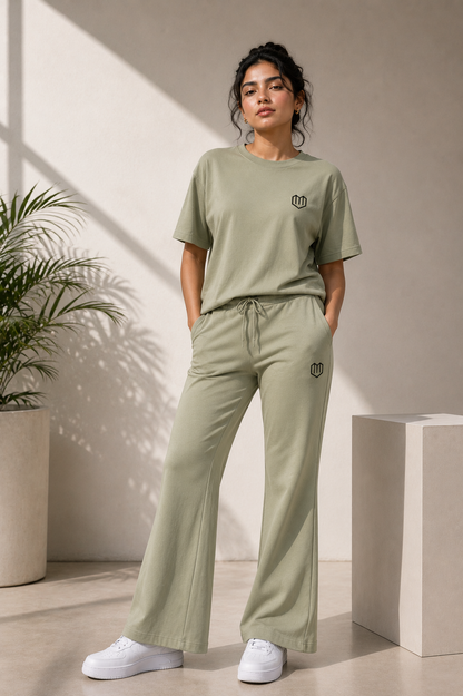 Olive Green Cotton Half Sleeve Tshirts for Women