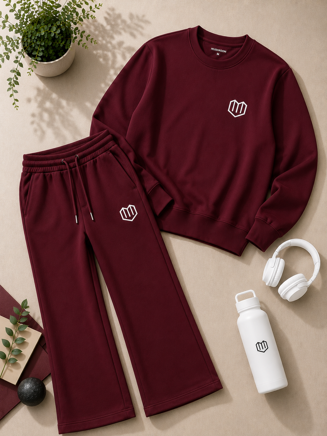 Unisex Maroon Sweatshirt With Pant