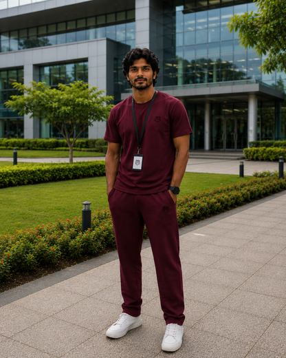 Maroon Cotton Half Sleeve Tshirts for Men