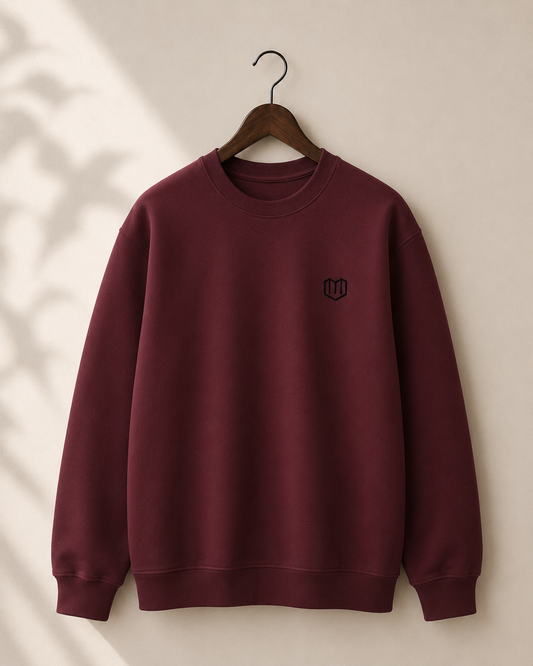 Maroon Cotton Men Sweat Shirts Full Sleeve