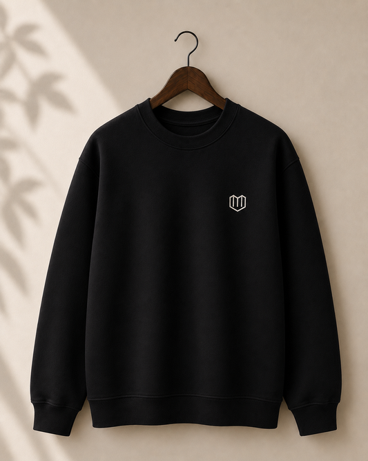 Black Cotton Men Sweat Shirts Full Sleeve