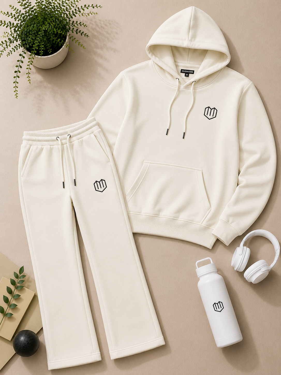 Unisex Cream Hoodies With Pant