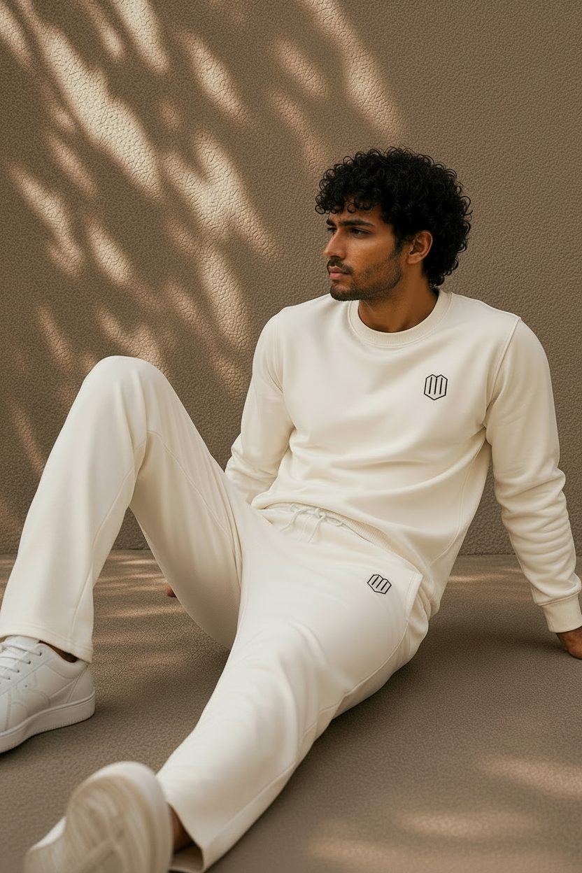 Unisex Cream Sweatshirt With Pant