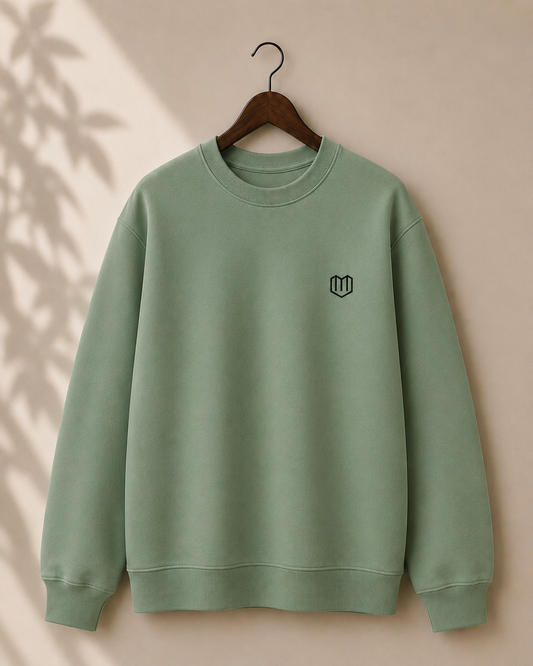 Olive Green Men Cotton Sweat Shirts Full Sleeve