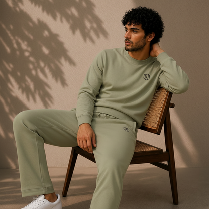 Olive Green Men Cotton Sweat Shirts Full Sleeve