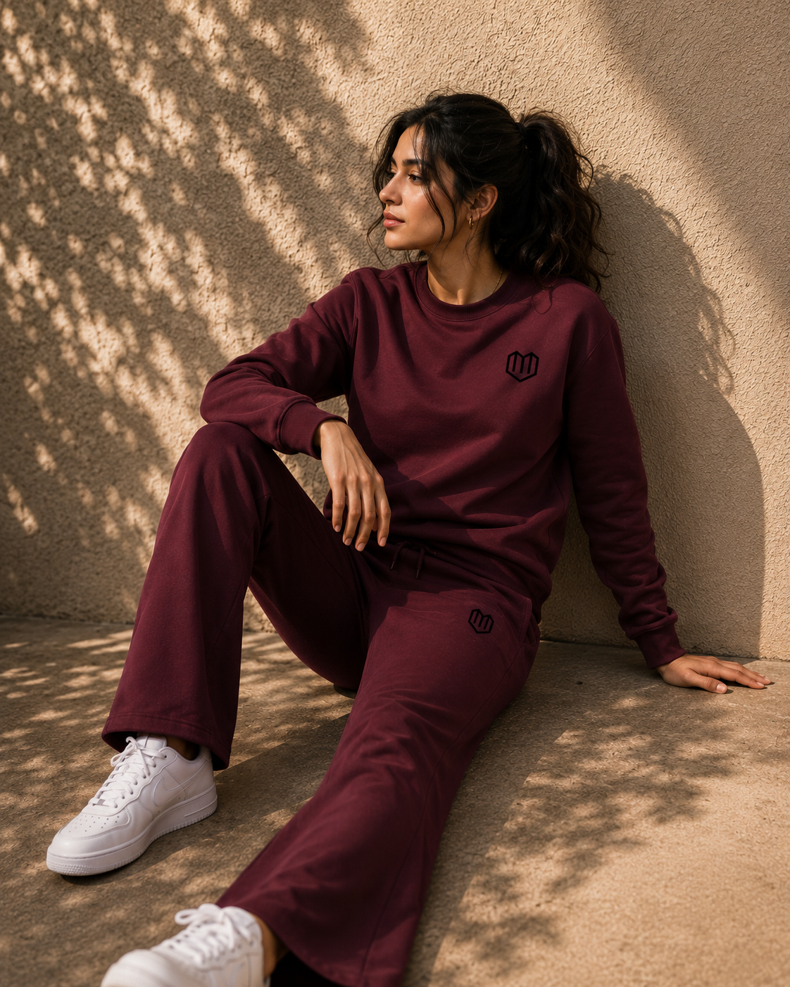 Maroon Cotton Women Sweat Shirts Full Sleeve