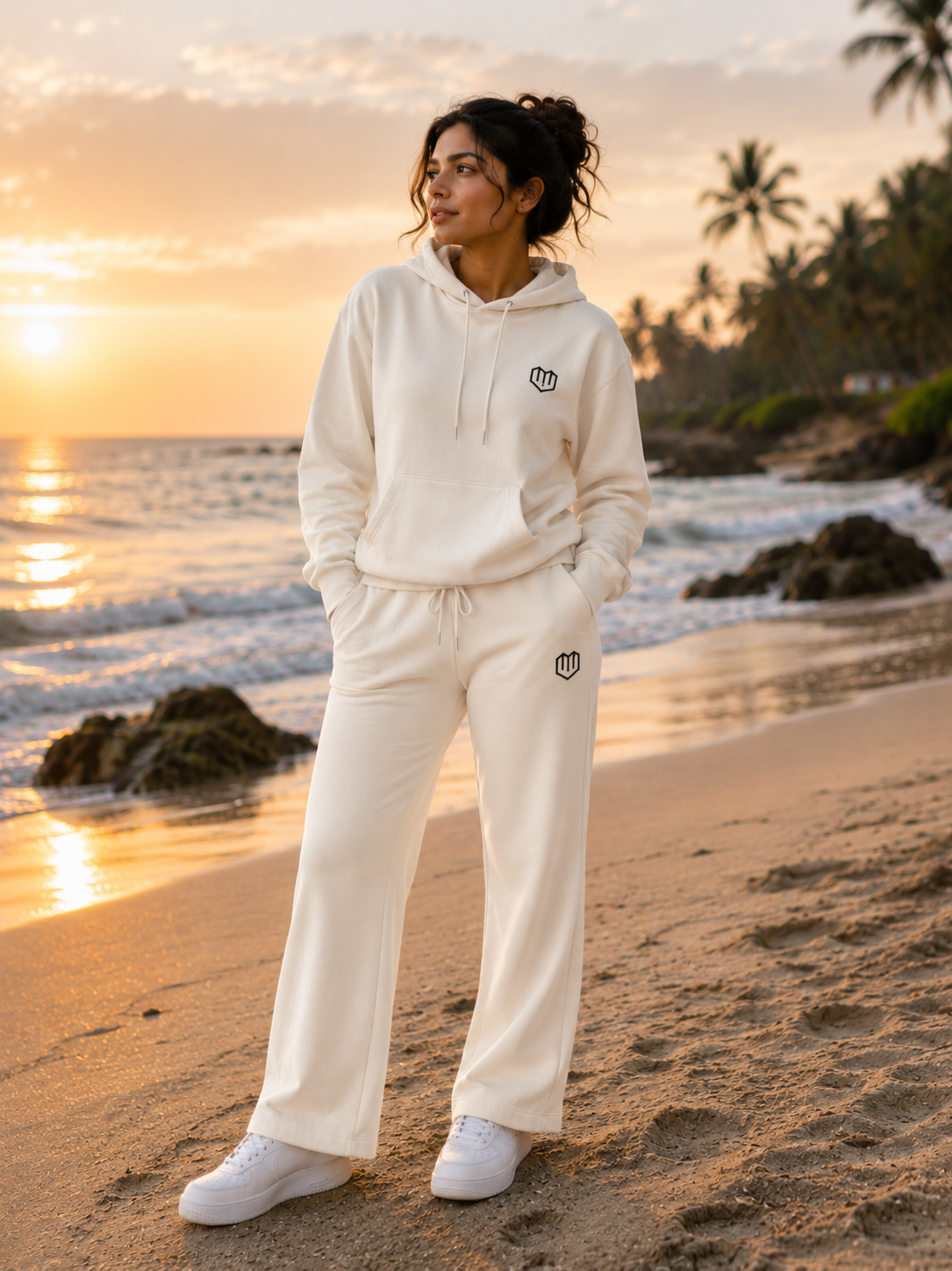 Unisex Cream Hoodies With Pant