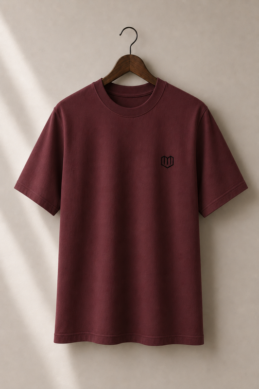Maroon Cotton Half Sleeve Tshirts for Men
