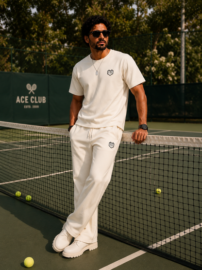 Cream Cotton Half Sleeve Tshirts for Men