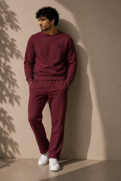 Maroon Cotton Men Sweat Shirts Full Sleeve
