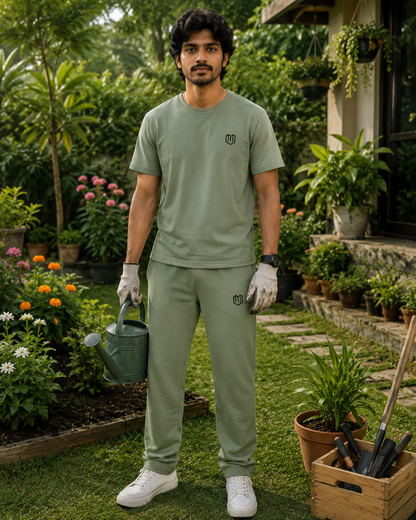 Olive Green Cotton Half Sleeve Tshirts for Men