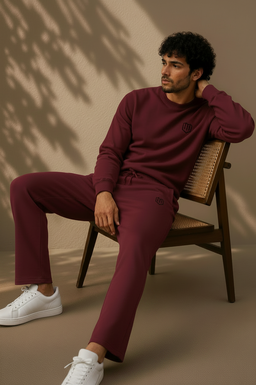 Unisex Maroon Sweatshirt With Pant