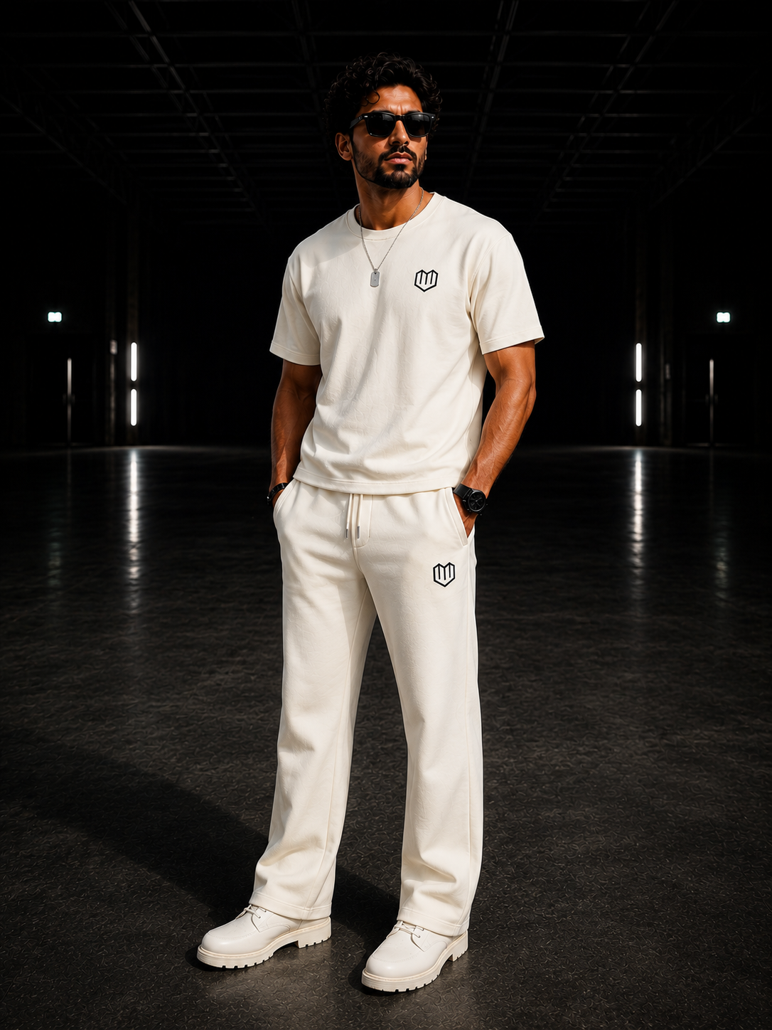 Cream Cotton Half Sleeve Tshirts for Men