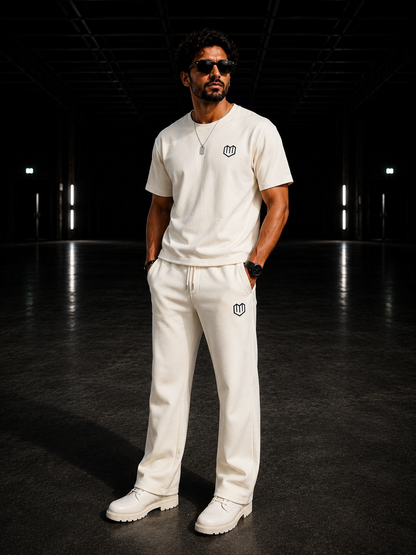 Cream Cotton Half Sleeve Tshirts for Men