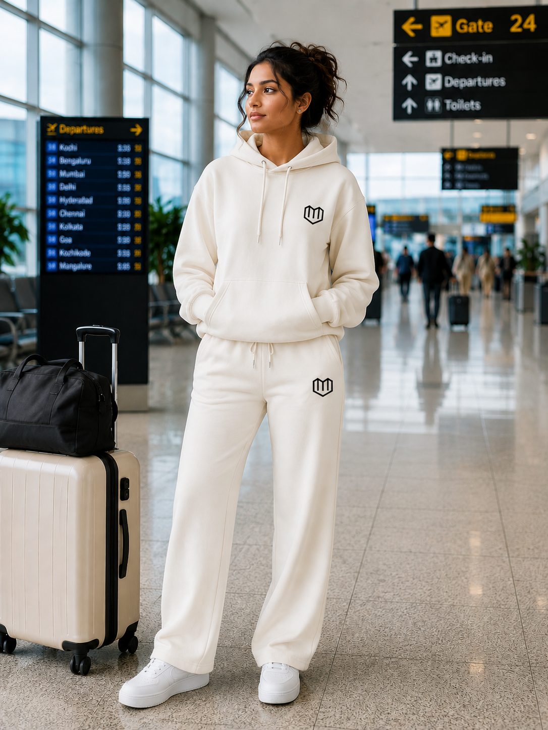 Unisex Cream Hoodies With Pant