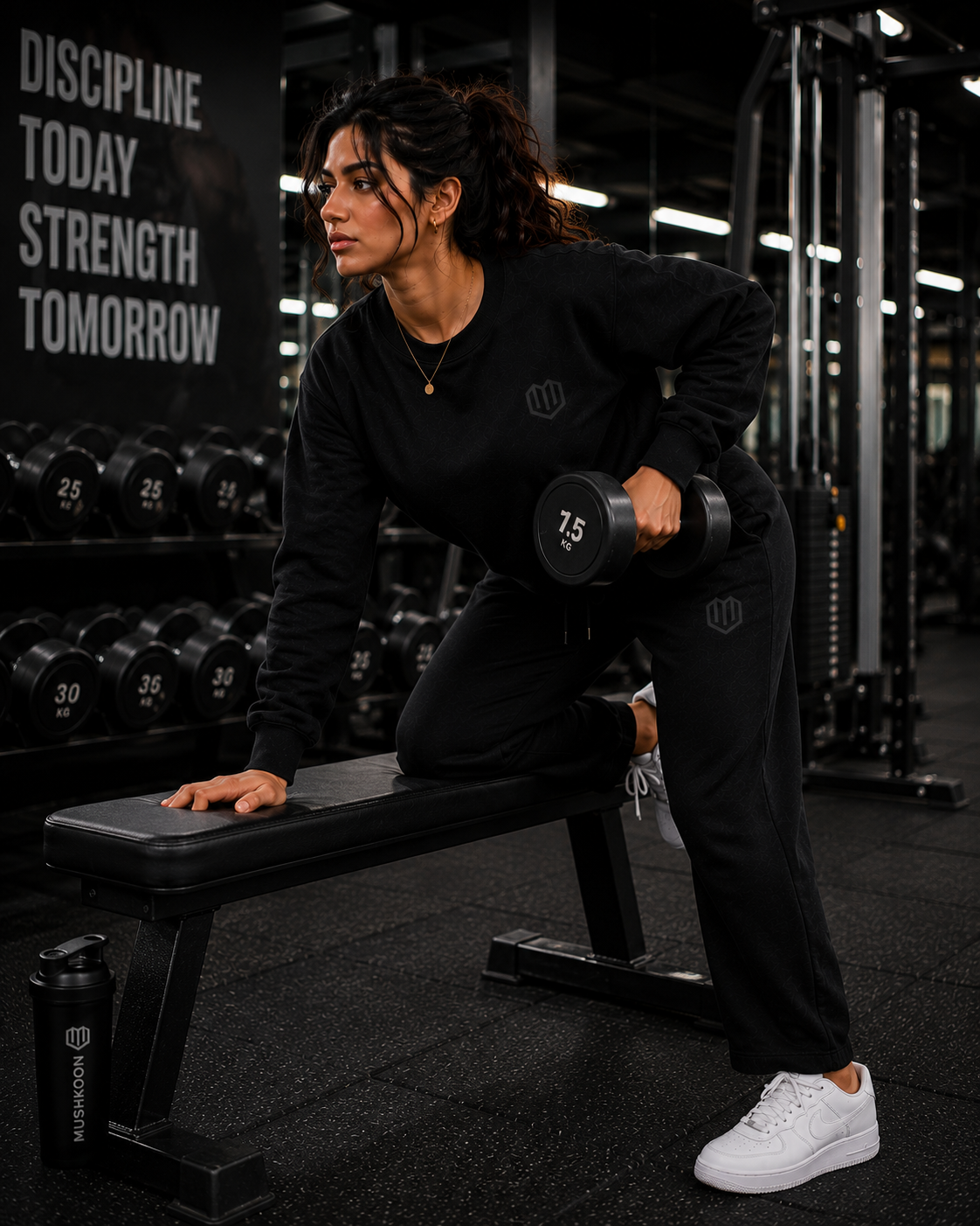 Black Cotton Women Sweat Shirts Full Sleeve