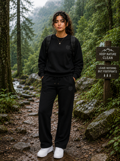 Black Cotton Women Sweat Shirts Full Sleeve