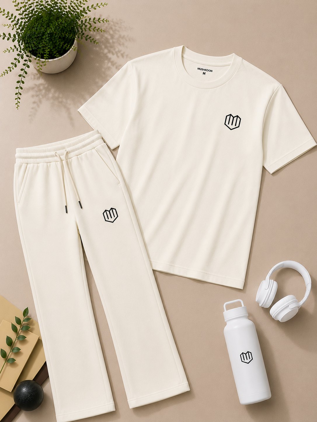 Unisex Cream Tshirt With Pant