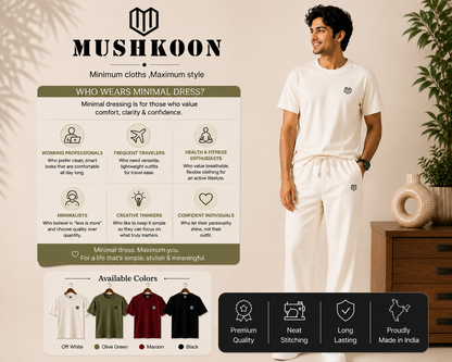 Cream Cotton Half Sleeve Tshirts for Men